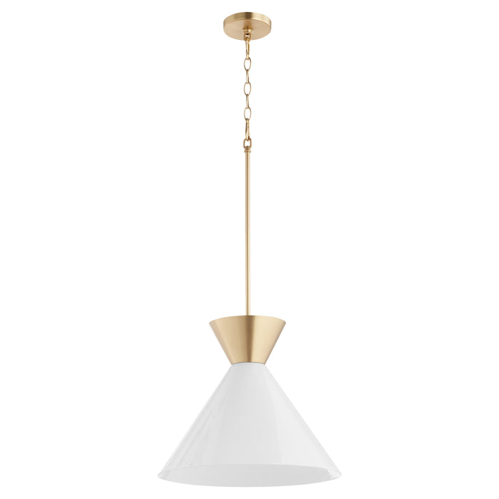 Quorum Home Quorum - 8119-80 - One Light Pendant - Aged Brass w/ Gloss Opal