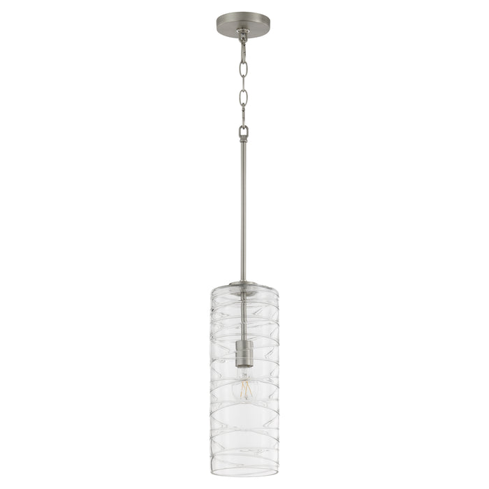 Quorum Home Quorum - 8191-65 - One Light Pendant - Satin Nickel w/ Textured Glass