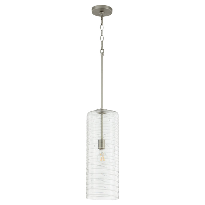 Quorum Home Quorum - 8192-65 - One Light Pendant - Satin Nickel w/ Textured Glass