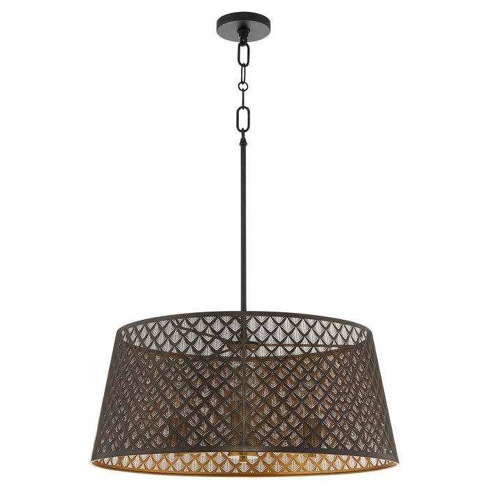 BENEDICT 24" 3 Light Pendant - Matte Black / Aged Brass