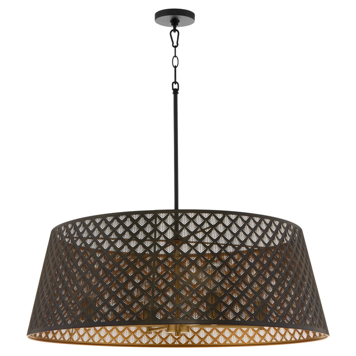 BENEDICT 32" 4 Light Pendant - Matte Black / Aged Brass