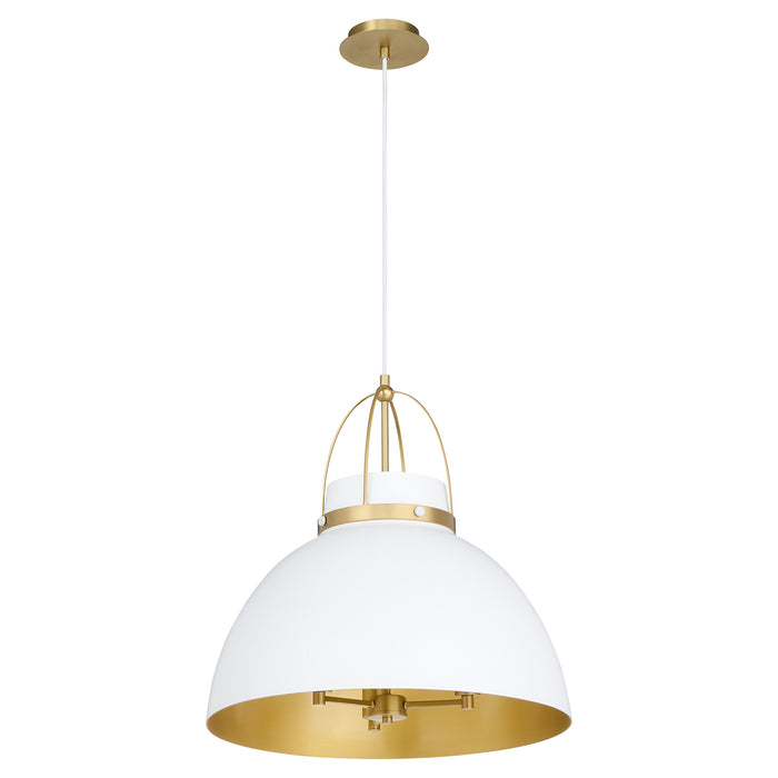 PRUITT 21" 3 Light Pendant - Studio White / Aged Brass