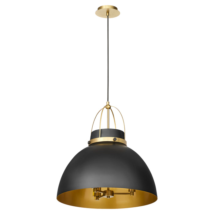 PRUITT 21" 3 Light Pendant - Matte Black / Aged Brass
