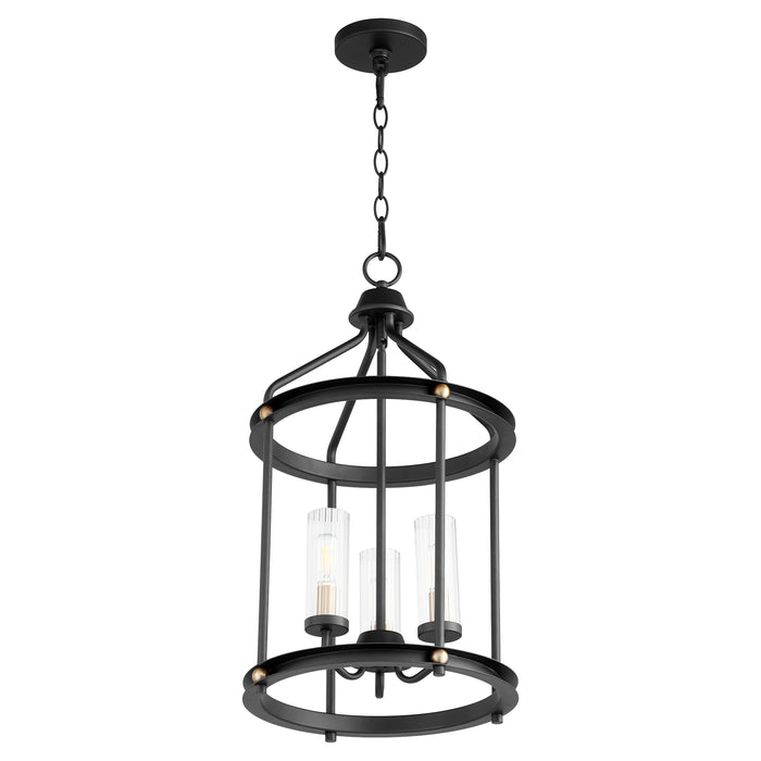 Quorum Home Quorum - 829-3-6980 - Three Light Entry Pendant - Textured Black w/ Aged Brass