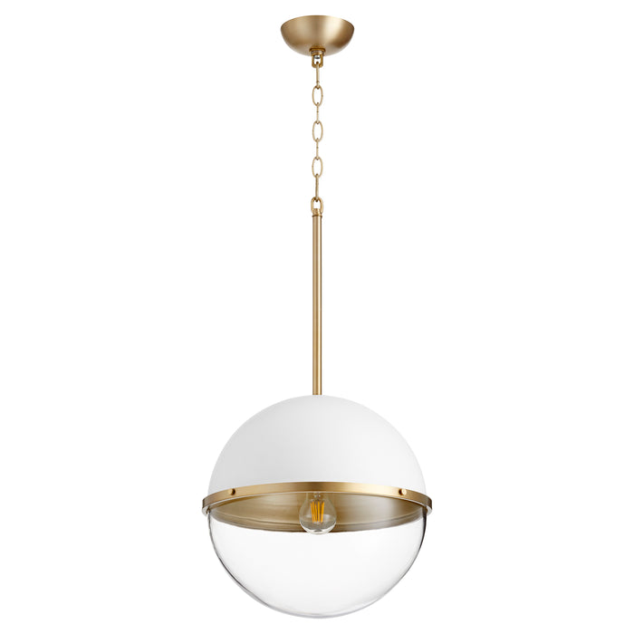 Quorum Home Quorum - 83-14-0880 - One Light Pendant - Studio White w/ Aged Brass