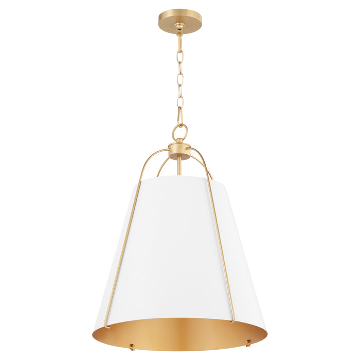 Quorum Home Quorum - 861-3-0880 - Three Light Pendant - Studio White w/ Aged Brass