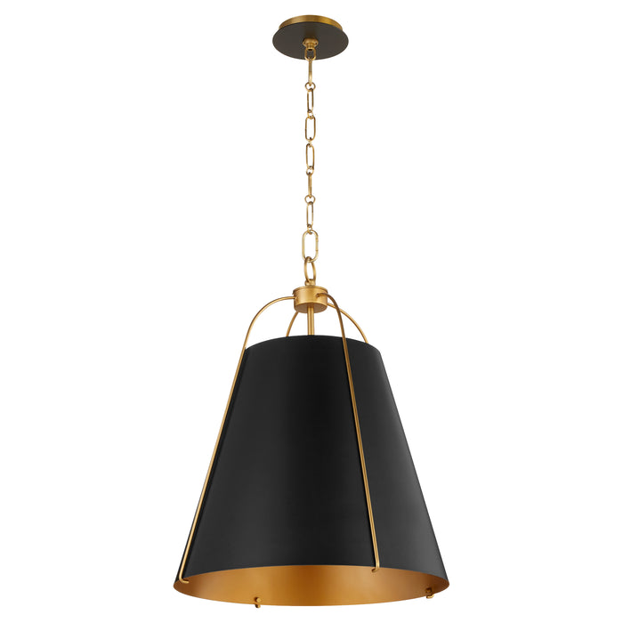 Quorum Home Quorum - 861-3-5980 - Three Light Pendant - Matte Black w/ Aged Brass
