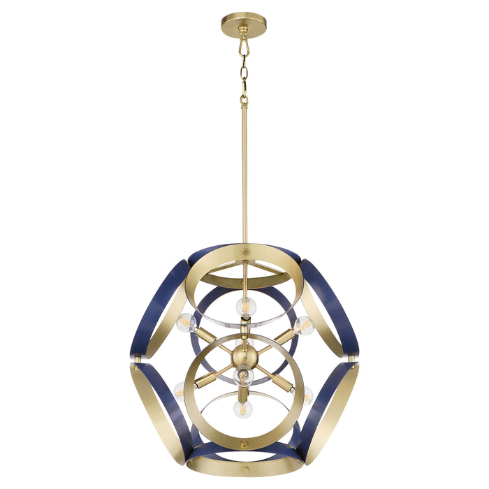 DOMAIN 22" Pendant - Blue / Aged Brass