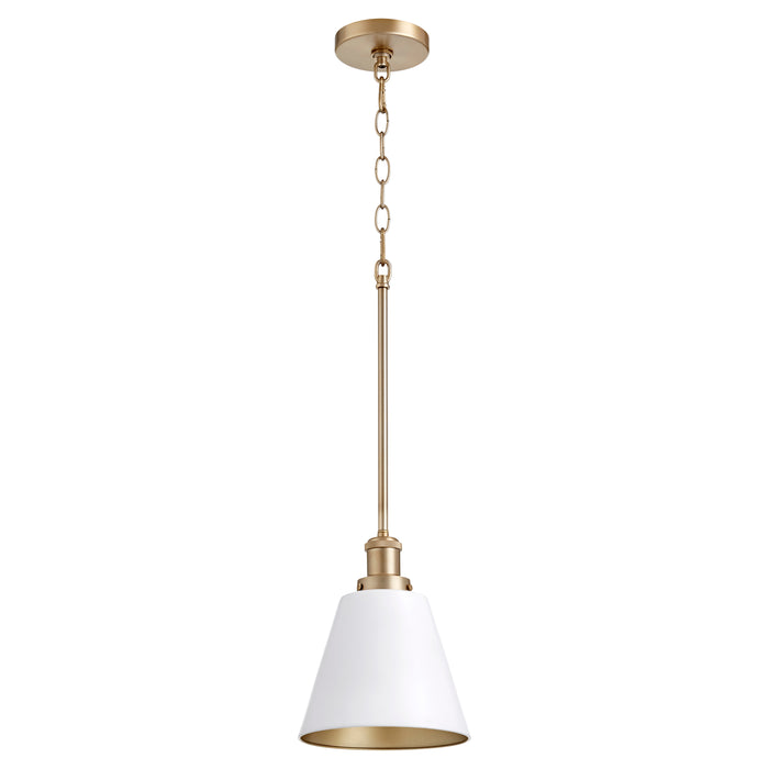 Quorum Home Quorum - 877-0880 - One Light Pendant - Studio White w/ Aged Brass