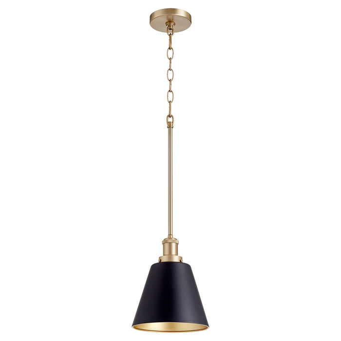 Quorum Home Quorum - 877-6980 - One Light Pendant - Textured Black w/ Aged Brass