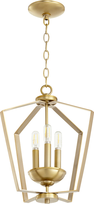 Quorum Home Quorum - 894-3-80 - Three Light Entry Pendant - Aged Brass