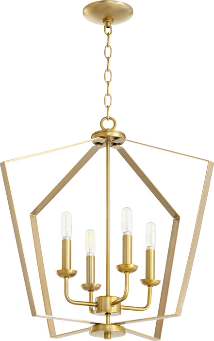 Quorum Home Quorum - 894-4-80 - Four Light Entry Pendant - Aged Brass