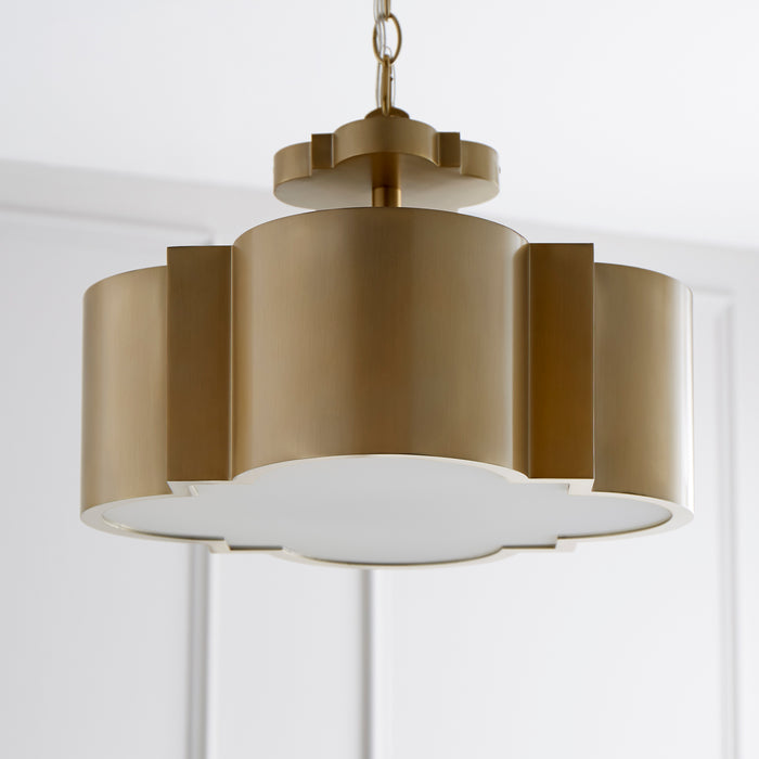 Quorum Home Cyan - 10064 - Three Light Ceiling Mount - Aged Brass