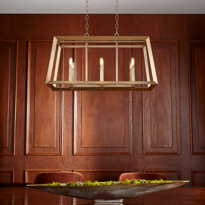 Quorum Home Cyan - 10381 - Six Light Island Pendant - Aged Silver Leaf
