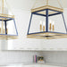 Quorum Home Cyan - 10904 - Four Light Pendant - Blue And Aged Brass