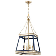 Quorum Home Cyan - 10904 - Four Light Pendant - Blue And Aged Brass