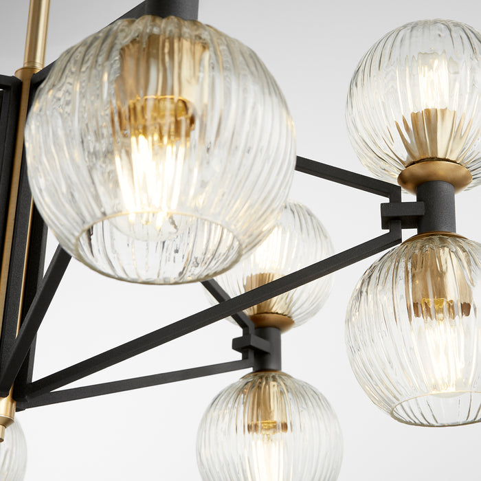 Quorum Home Cyan - 10966 - 12 Light Chandelier - Noir / Aged Brass