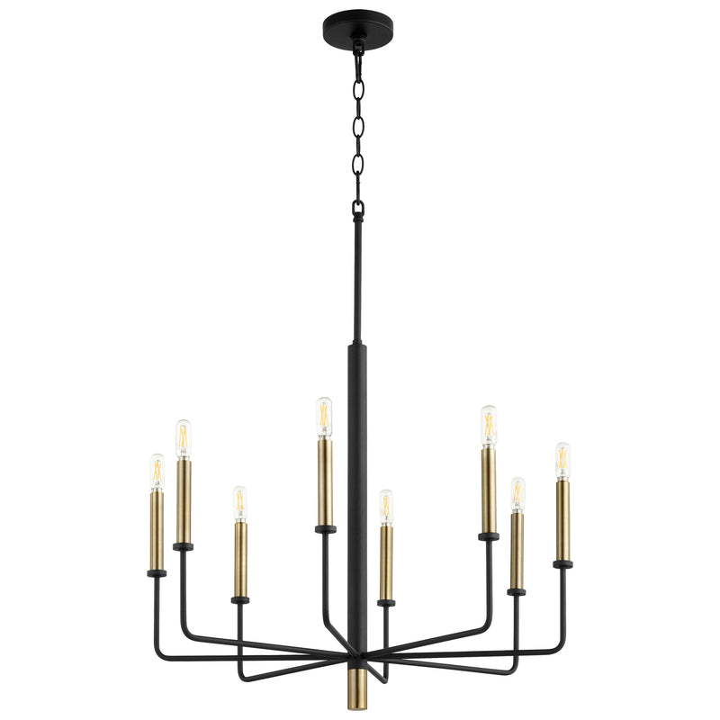 Quorum Home Cyan - 10967 - Eight Light Chandelier - Noir / Aged Brass