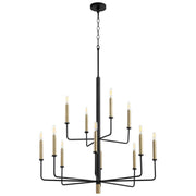 Quorum Home Cyan - 10968 - 12 Light Chandelier - Noir / Aged Brass