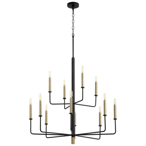 Quorum Home Cyan - 10968 - 12 Light Chandelier - Noir / Aged Brass