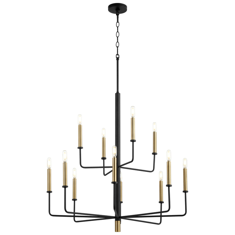 Quorum Home Cyan - 10968 - 12 Light Chandelier - Noir / Aged Brass