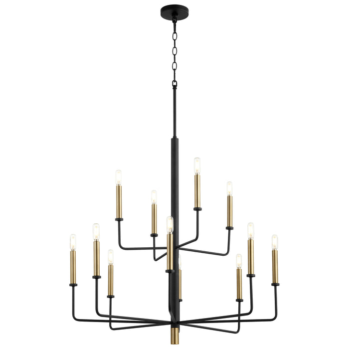 Quorum Home Cyan - 10968 - 12 Light Chandelier - Noir / Aged Brass