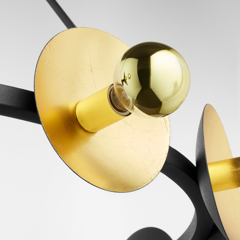 Quorum Home Cyan - 10981 - 12 Light Chandelier - Noir And Gold Leaf
