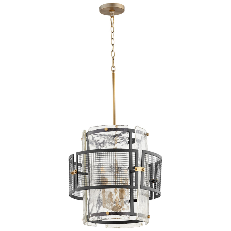 Quorum Home Cyan - 11117 - Four Light Chandelier - Noir / Aged Brass