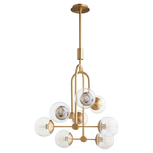 Quorum Home Cyan - 11387 - Eight Light Pendant - Aged Brass