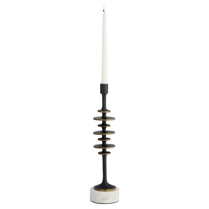 Barcelo Candleholder | Antique Bronze | White | Brass - Medium