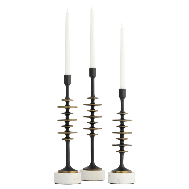 Barcelo Candleholder | Antique Bronze | White | Brass - Medium