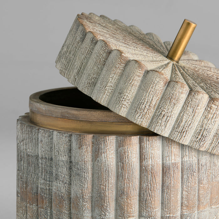 Zucca Box Designed by J Kent Martin | Distressed Taupe | Brass - Wide