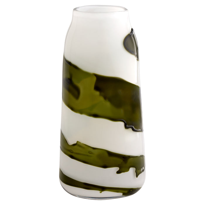 Denali Vase | Iridescent White | Green - Large