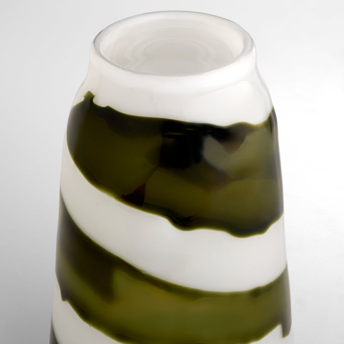 Denali Vase | Iridescent White | Green - Medium