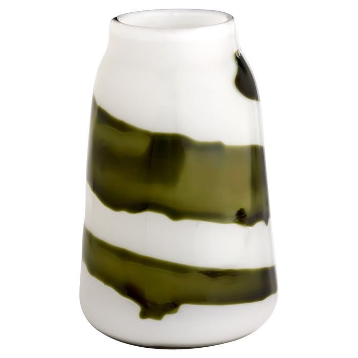 Denali Vase | Iridescent White | Green - Medium