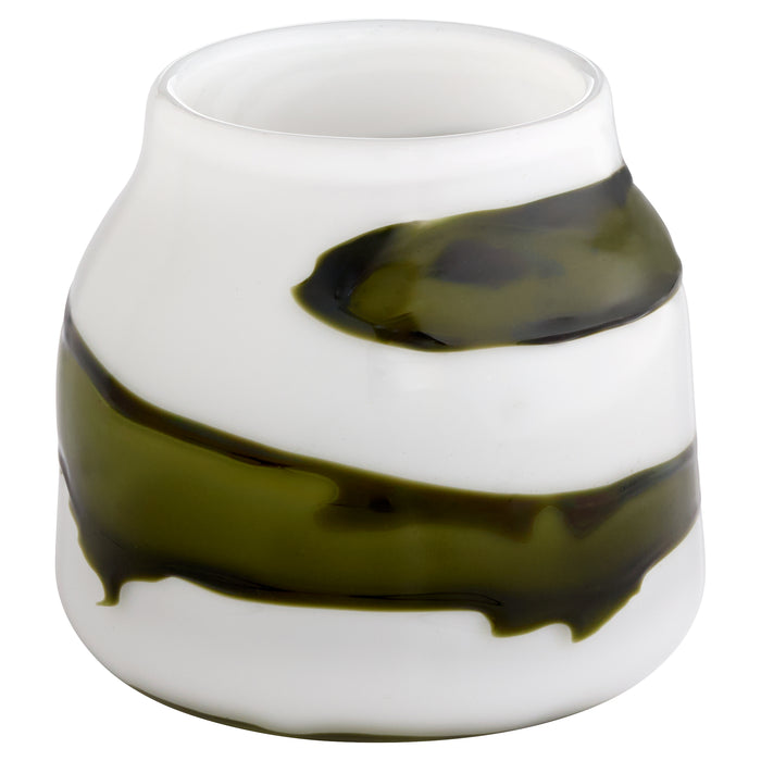 Denali Vase | Iridescent White | Green - Small