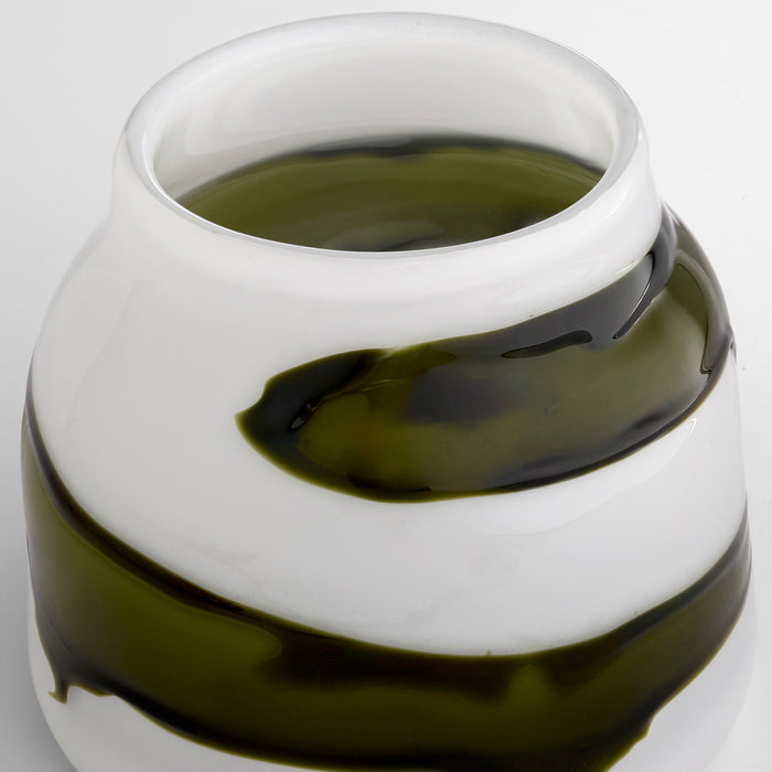 Denali Vase | Iridescent White | Green - Small