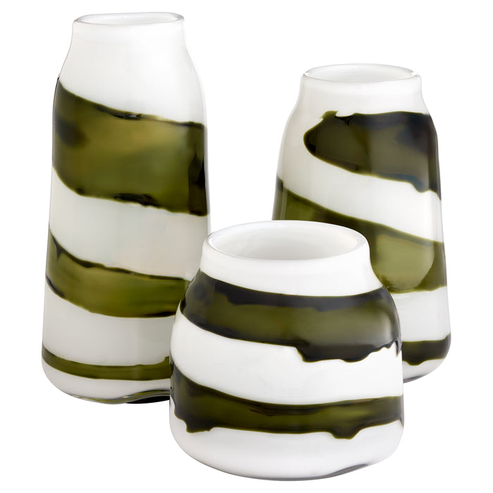 Denali Vase | Iridescent White | Green - Small