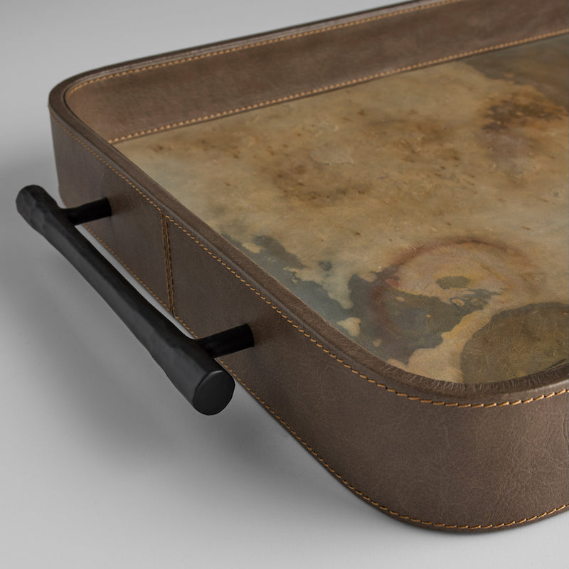 Tesoro Tray Designed by J Kent Martin | Smoke Grey | Slate Veneer | Matte Black - Large