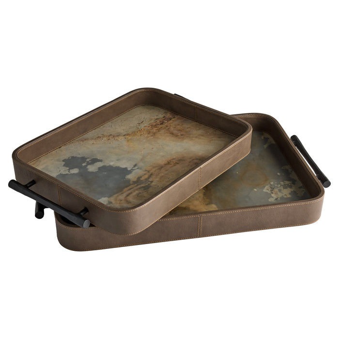 Tesoro Tray Designed by J Kent Martin | Smoke Grey | Slate Veneer | Matte Black - Large