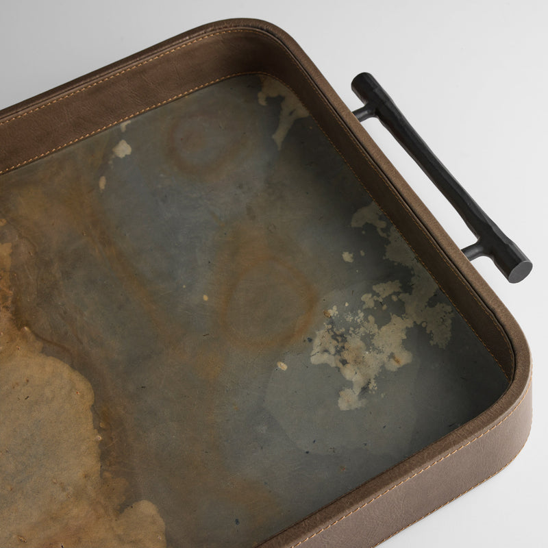 Tesoro Tray Designed by J Kent Martin | Smoke Grey | Slate Veneer | Matte Black - Large