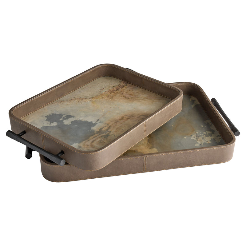 Tesoro Tray Designed by J Kent Martin | Smoke Grey | Slate Veneer | Matte Black - Large