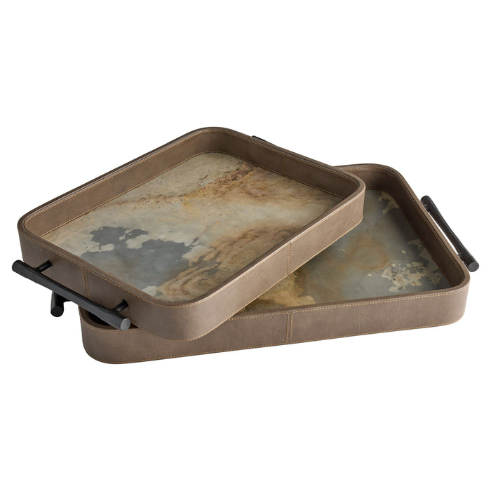 Tesoro Tray Designed by J Kent Martin | Smoke Grey | Slate Veneer | Matte Black - Large