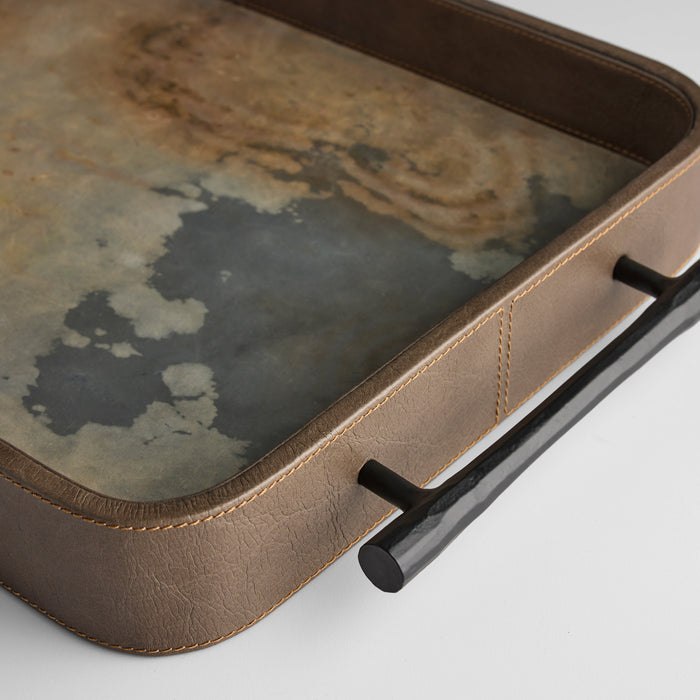Tesoro Tray Designed by J Kent Martin | Smoke Grey | Slate Veneer | Matte Black - Small