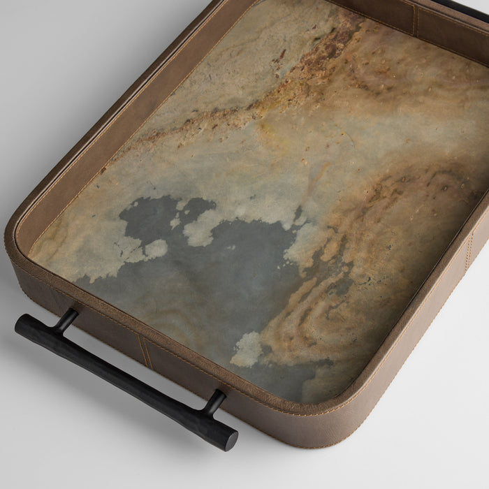 Tesoro Tray Designed by J Kent Martin | Smoke Grey | Slate Veneer | Matte Black - Small