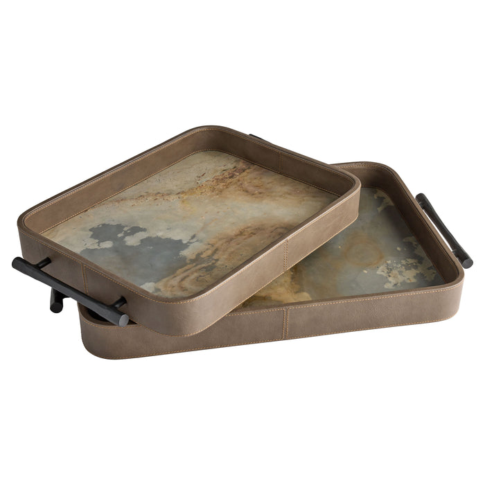 Tesoro Tray Designed by J Kent Martin | Smoke Grey | Slate Veneer | Matte Black - Small