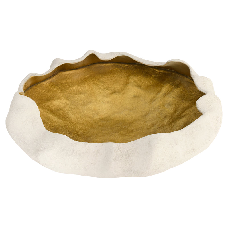 Selene Low Bowl | White | Gold - Large
