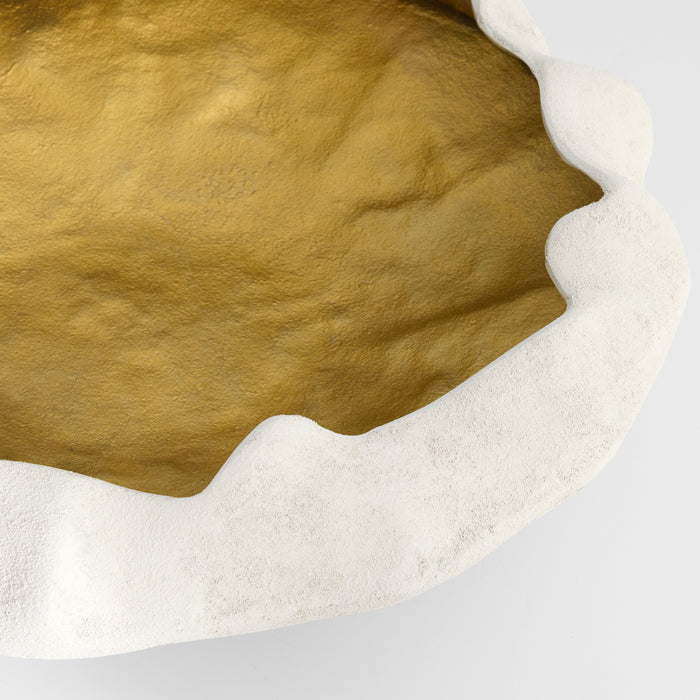 Selene Low Bowl | White | Gold - Large