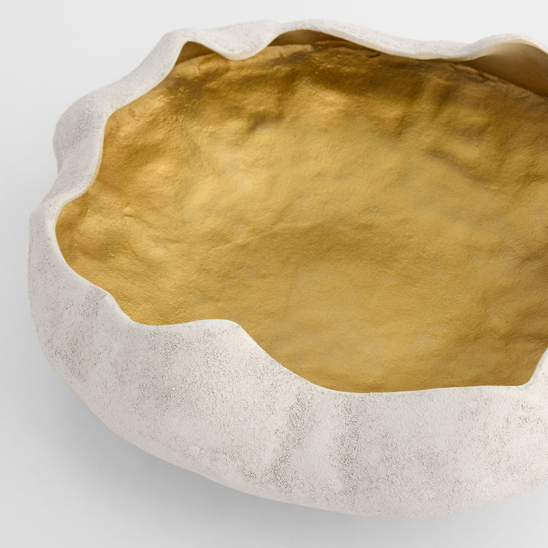 Selene Low Bowl | White | Gold - Small
