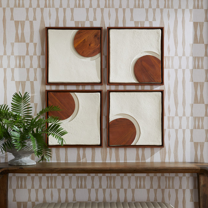 Rhys Decorative Panels Designed by Seth Vaughn | Off-White | Walnut - 4pc set